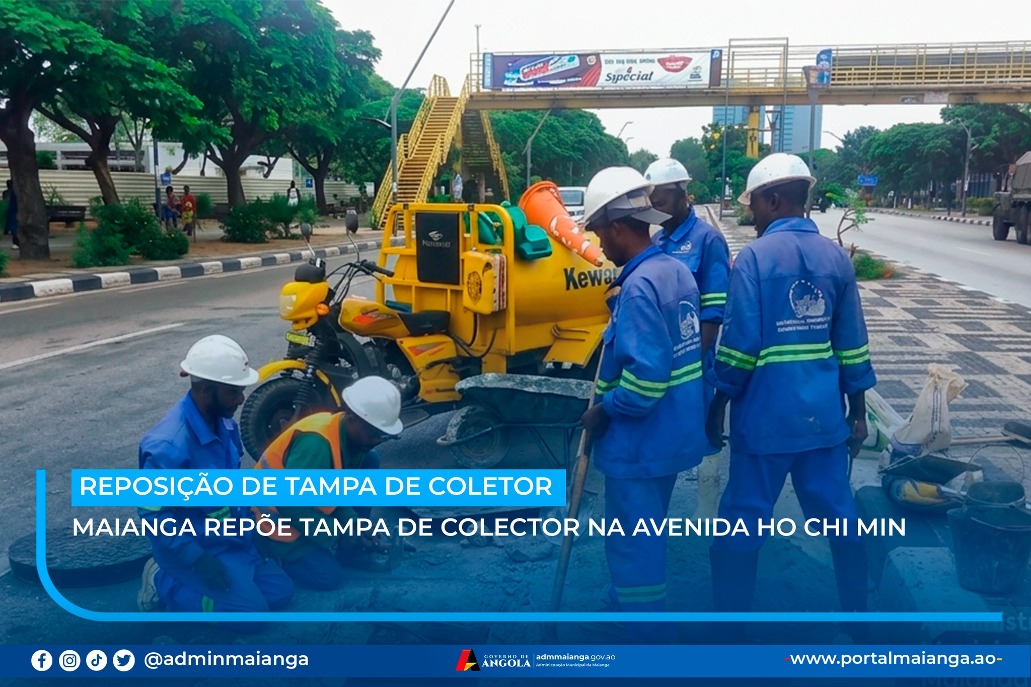 MAIANGA REPÕE TAMPA DE COLECTOR NA AVENIDA HO CHI MIN